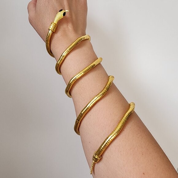 NWT Gold Snake Necklace or Snake Bracelet or Snake Hair Crown Bendable - Picture 3 of 10